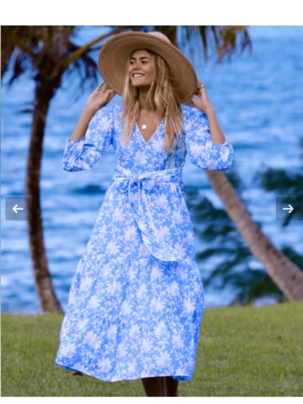 Pink City Prints Blue Floral “Chloe” Midi Dress